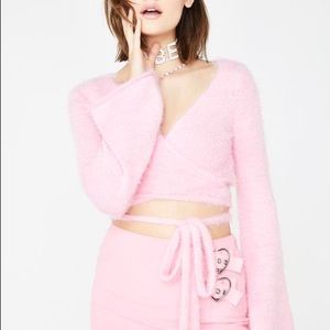 Sugar Thrillz fuzzy wrap pink sweater
